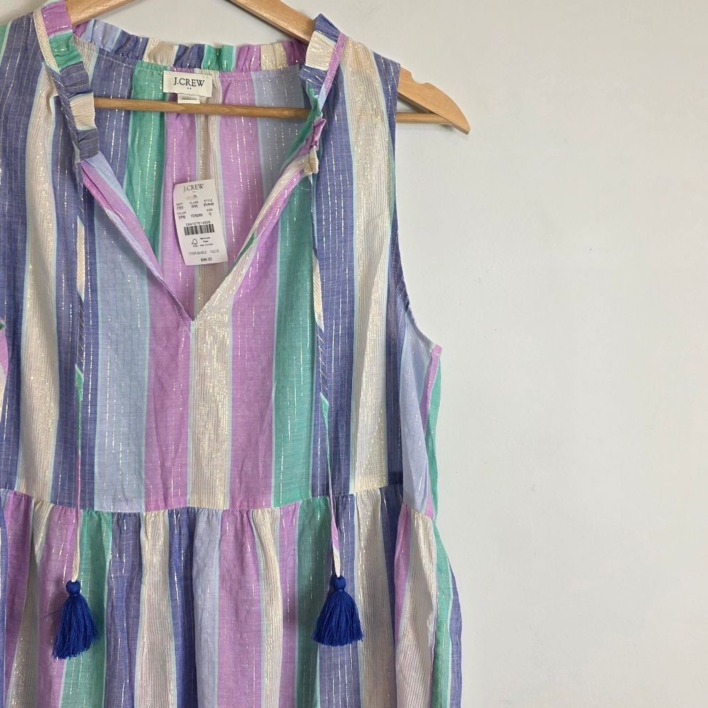 NWT J Crew Factory Ruffle Shimmer Beach Tiered Cotton Sheer Dress Cover Up Sz S - Picture 5 of 10